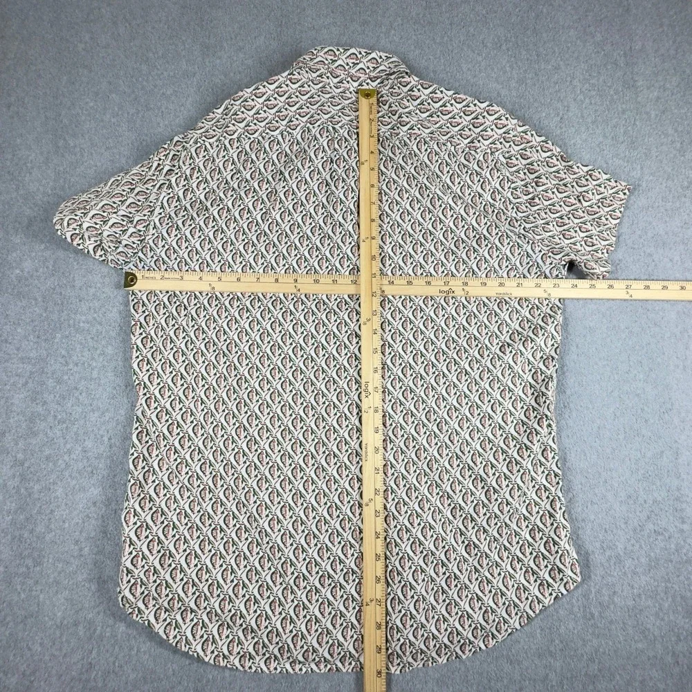 J.CREW 100% Linen Short Sleeve Button Down‎ Shirt Men's L Green Slim Preppy